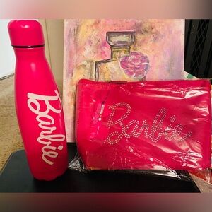 Barbie Pink Water Bottle and Cosmetic Bag Set NWT